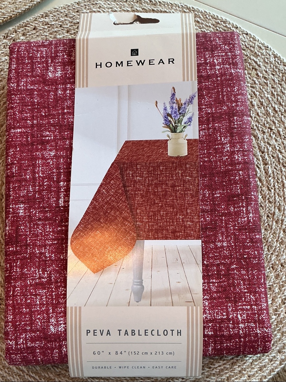 Red PEVA Tablecloth - Textured Red Finish by homeward